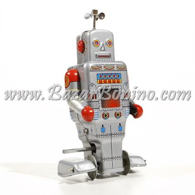 RT0070 - ROBOT ARGENTATO in latta carica a molla