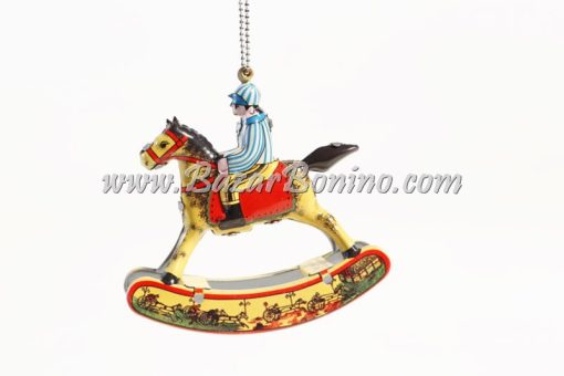 AS0450 - Cavallo a Dondolo Decorativo in Latta