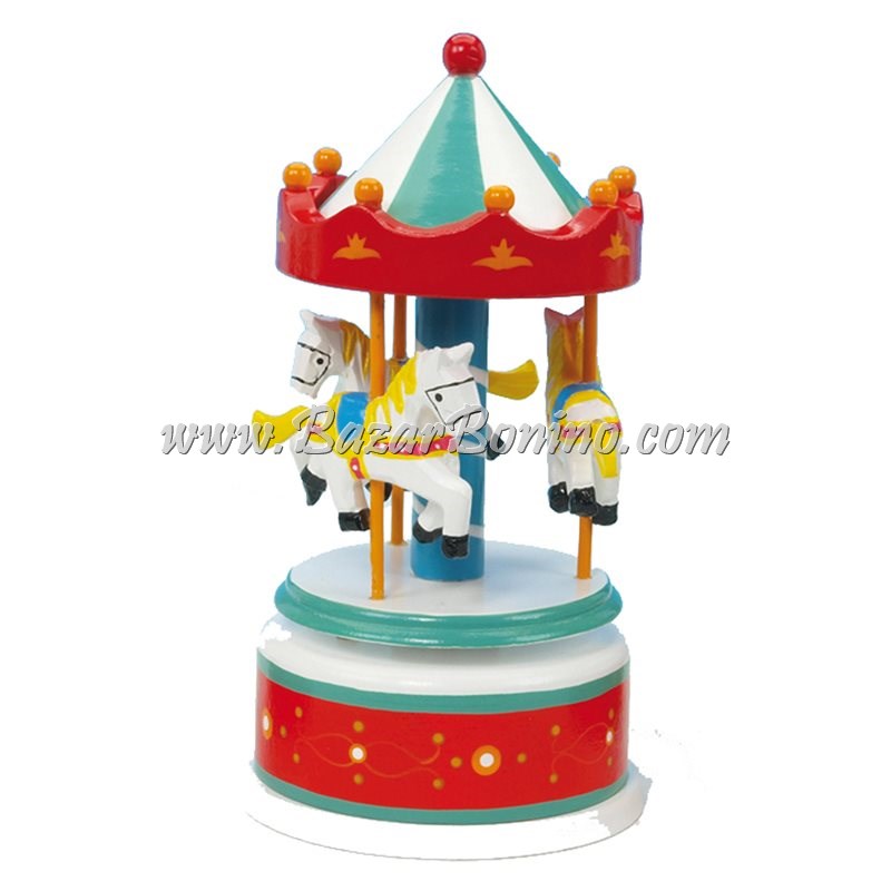 Carillon giostra cavalli (legno e ceramica) - Horses carousel