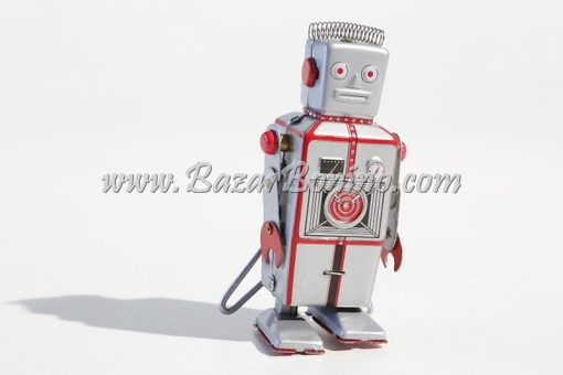 RT0075 - Robot Fulmine Argentato in latta carica a molla